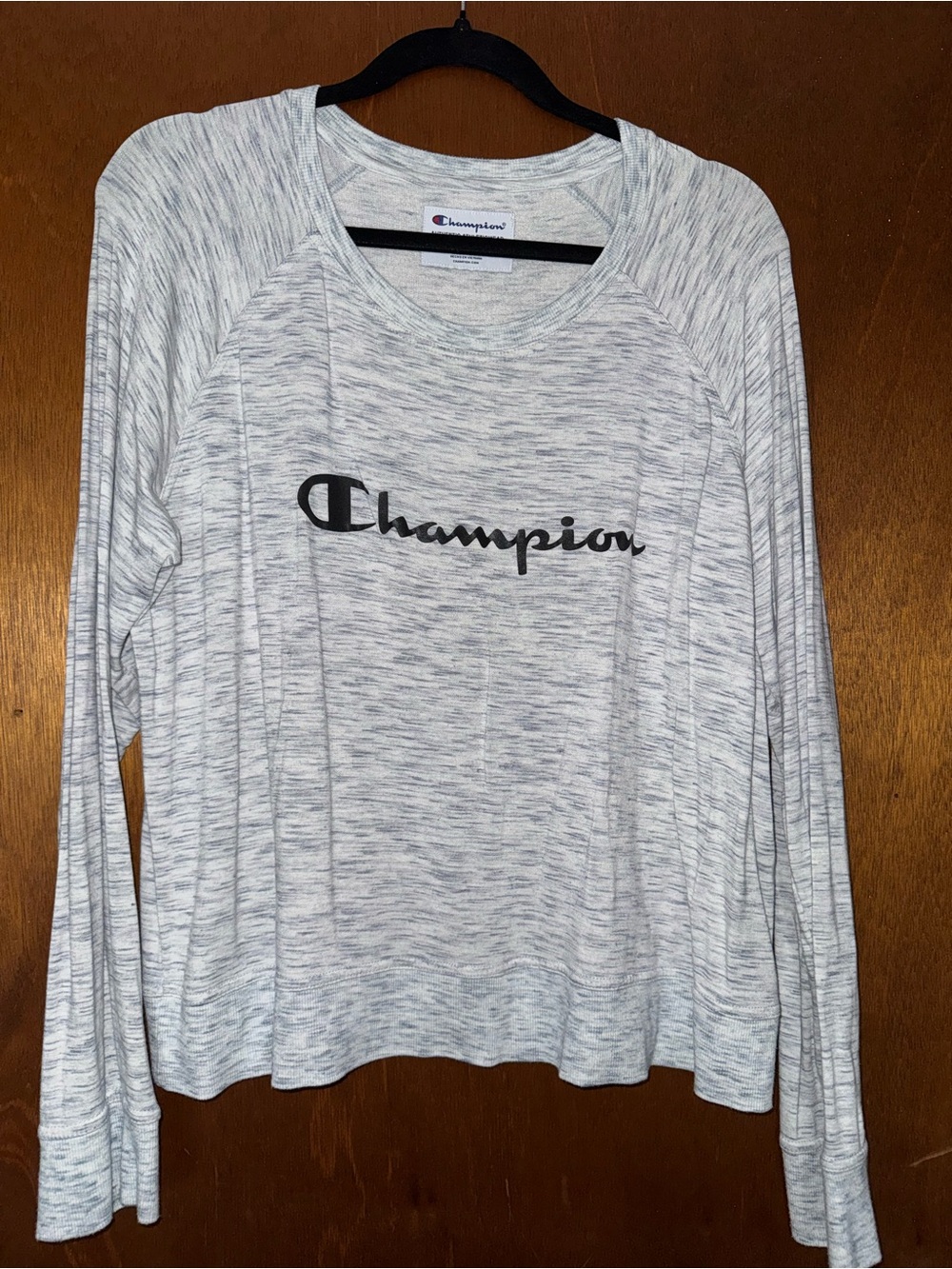 Champion Gray Heather Long Sleeve Logo Tee